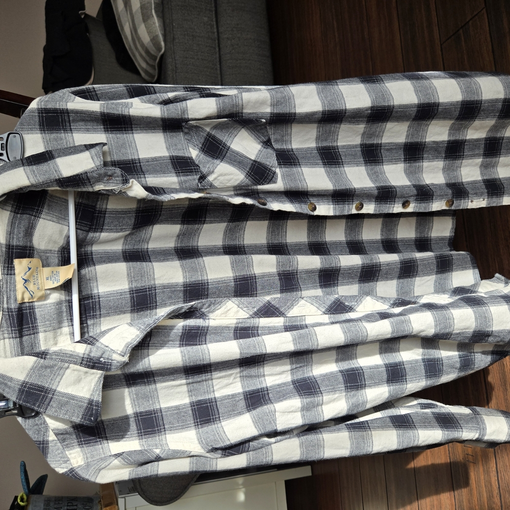 Men's Black and White Plaid Shirt